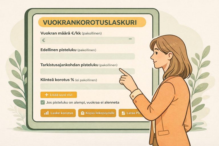 Vuokrankorotus - vuokrankorotuslaskuri